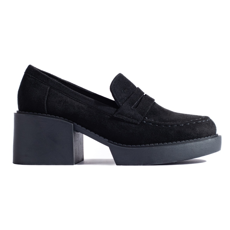 Pantofi de damă Shelovet de piele de căprioară neagră negru