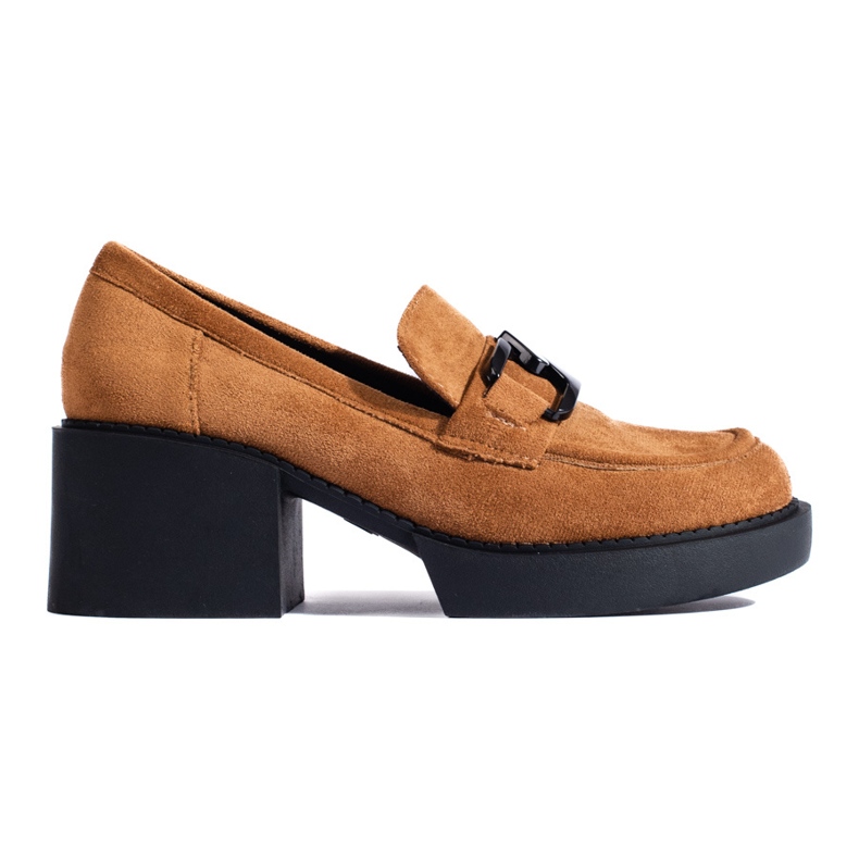 Pantofi cu toc înalt de damă Shelovet din piele intoarsa camel maro