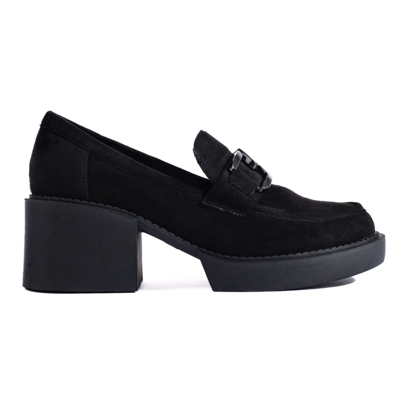 Pantofi de dama cu toc inalt Shelovet din piele intoarsa neagra negru
