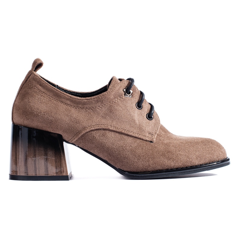 Pantofi cu toc inalt Shelovet de piele intoarsa bej inchis