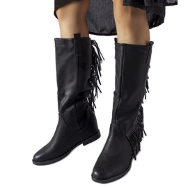 Cizme cu pană acoperite negru Giorgia