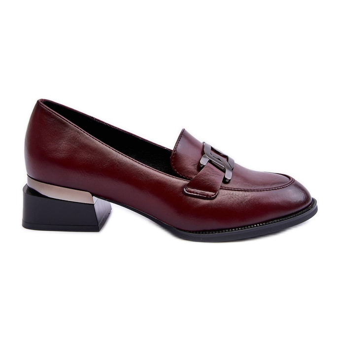 Vinceza Mocasini Brogues din Piele Pe Tocuri Burgundy Sakina roșu