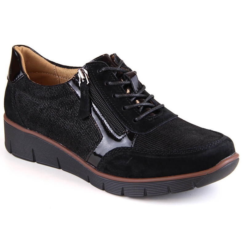 Pantofi cu pană de damă din piele neagră Filippo DP4912 negru