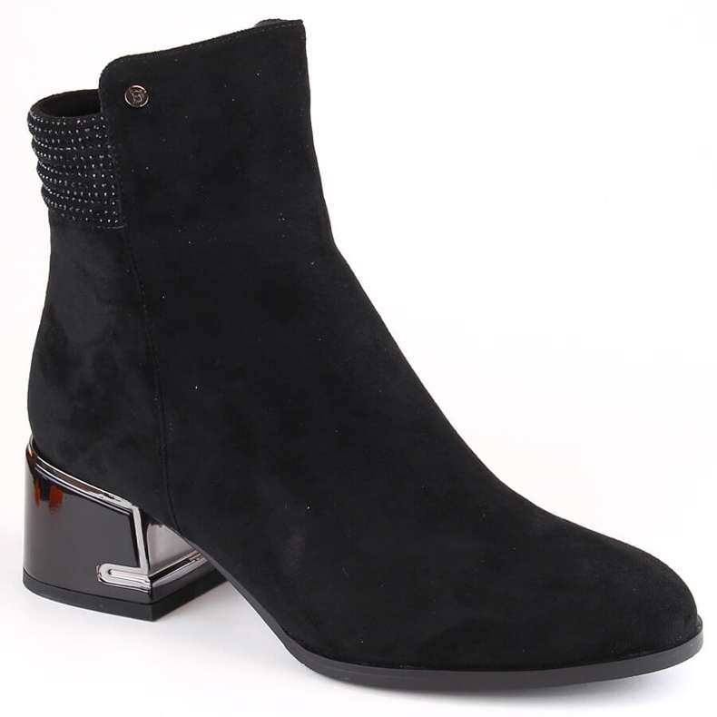 Botine de piele intoarsa neagra cu toc de la S.Barski negru Botine de piele intoarsa neagra cu toc de la S.Barski negru