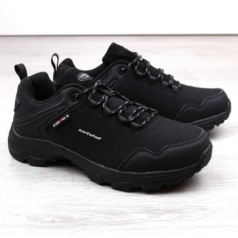 Pantofi sport softshell pentru trekking pentru tineri Black American Club negru