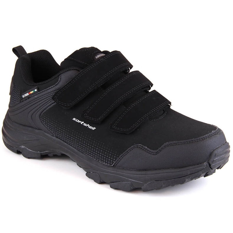 American Club Pantofi sport de trekking pentru tineret cu Velcro, softshell, club american negru