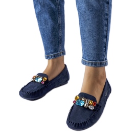 Mocasini bleumarin decorati cu bibelouri Fusco albastru Mocasini bleumarin decorati cu bibelouri Fusco albastru