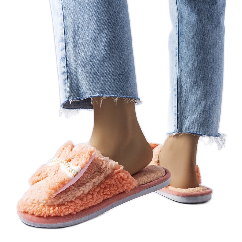 Papuci portocalii cu fundita portocale