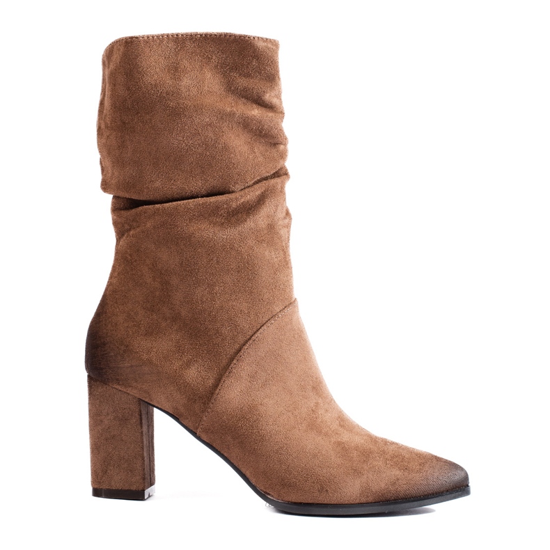 Botine elegante din piele intoarsa bej de la Vinceza