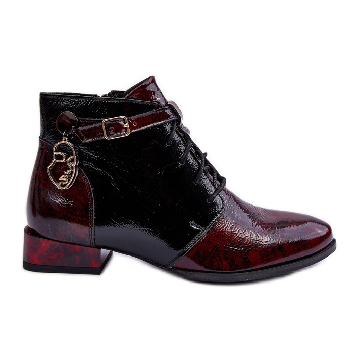 Botine de damă din piele Maciejka 5743A-23 burgundă roșu