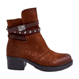 Botine izolate cu toc înalt Camel Effie maro