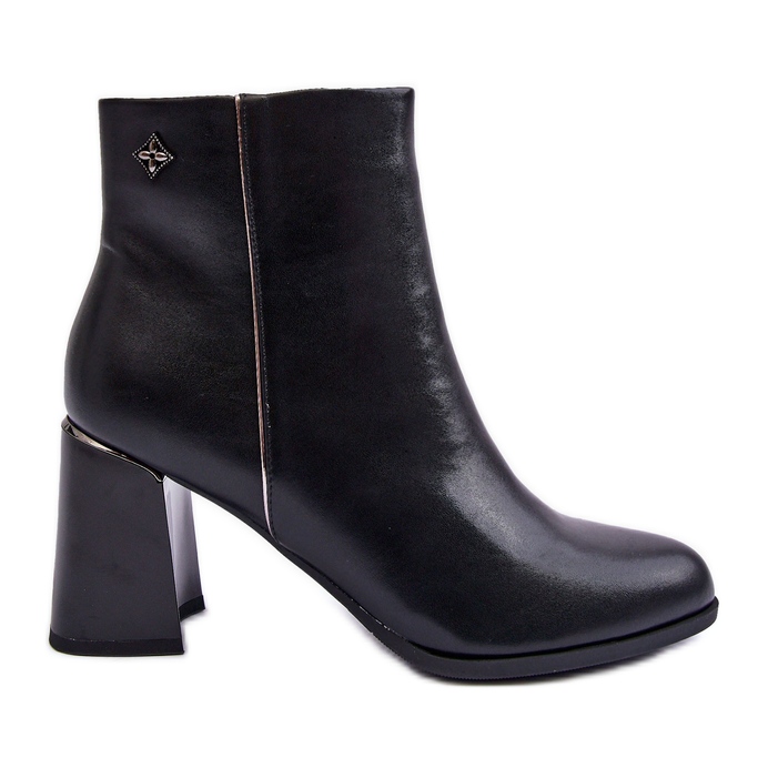 Botine din piele Popilla Neagra negru