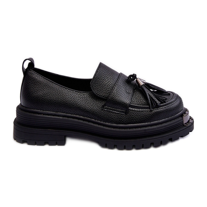 PS1 Mocasini din piele cu platforma si toc plat, Black Jorne negru PS1 Mocasini din piele cu platforma si toc plat, Black Jorne negru
