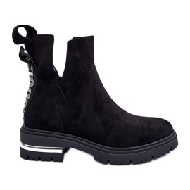 Cizme Plate Din piele intoarsa Cu Decupaje, Lamedella Neagra negru