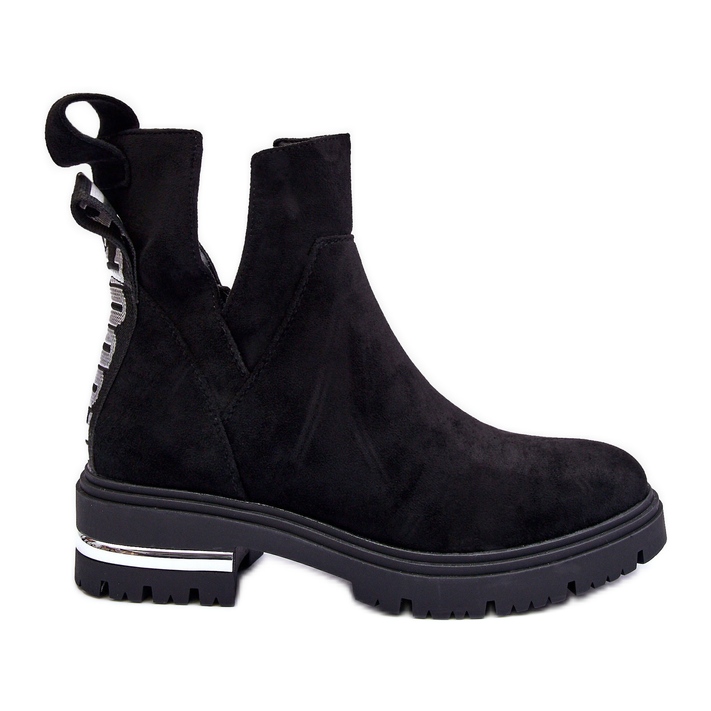 Cizme Plate Din piele intoarsa Cu Decupaje, Lamedella Neagra negru Cizme Plate Din piele intoarsa Cu Decupaje, Lamedella Neagra negru