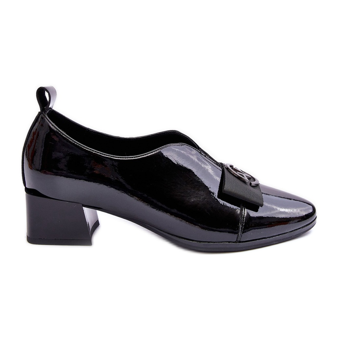 Vinceza Pantofi cu toc lacuiti cu decor, Elosa neagra negru