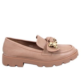 Mocasini cu ursuleti aurii Honey Khaki bej