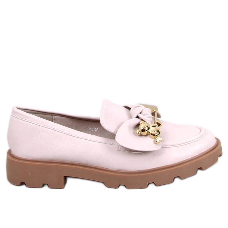 Mocasini cu un urs auriu Honey Beige bej