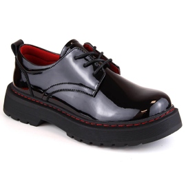 Pantofi oxford dama din piele lacuta neagra Filippo DP4736 negru