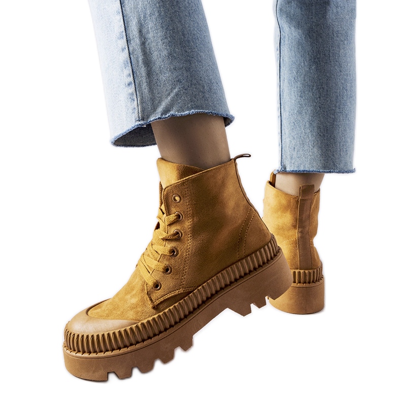 Inna Tenisi înalți din piele ecologică Aida maro Inna Tenisi înalți din piele ecologică Aida maro