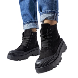 Inna Tenisi negri Aida din piele ecologică înaltă negru Inna Tenisi negri Aida din piele ecologică înaltă negru