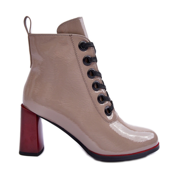 Botine patentate cu șireturi S.Barski MR870-15 Bej închis