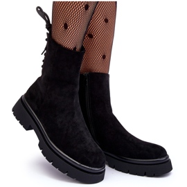 Cizme plate din piele intoarsa Lakyta neagra negru Cizme plate din piele intoarsa Lakyta neagra negru