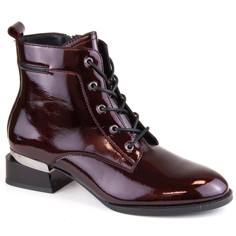 Botine termopan cu toc inalt patent Vinceza W JAN253B, visiniu roșu