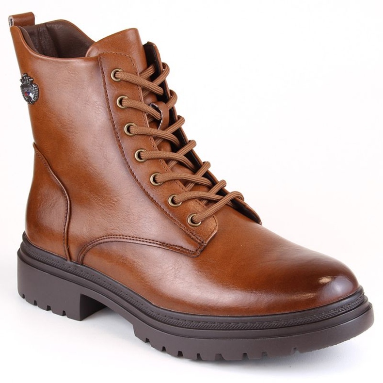 Botine cu șiret și fermoar Potocki W WOL181B, maro