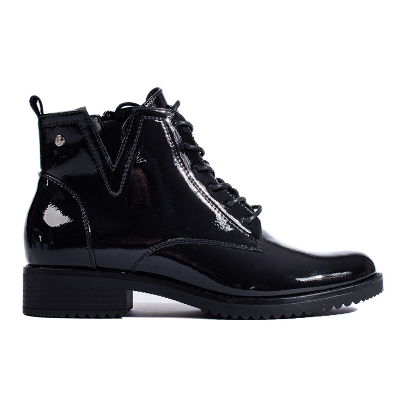 Botine negre cu șireturi Vinceza negru Botine negre cu șireturi Vinceza negru