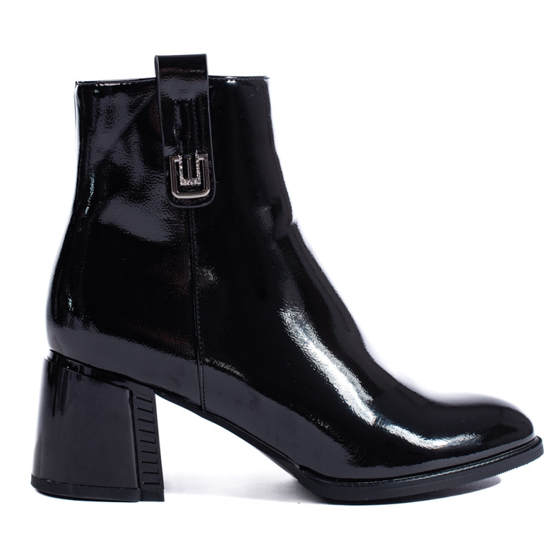 Botine clasice negre Shelovet cu toc înalt negru