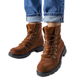 Botine maro Hayed din piele intoarsa ecologica