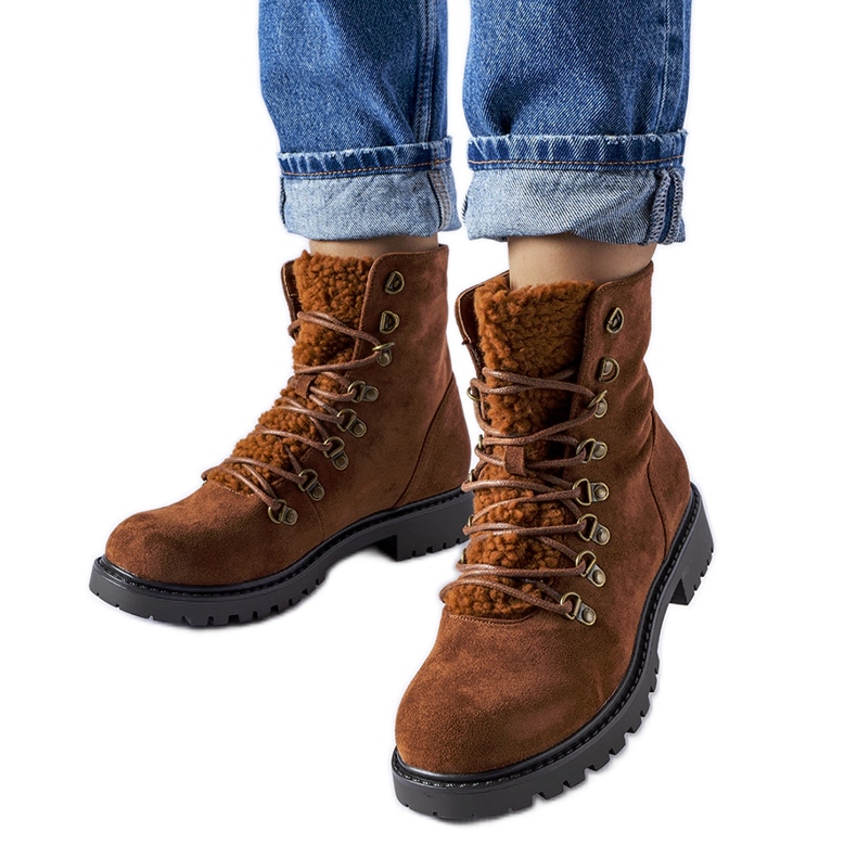 Botine maro Hayed din piele intoarsa ecologica