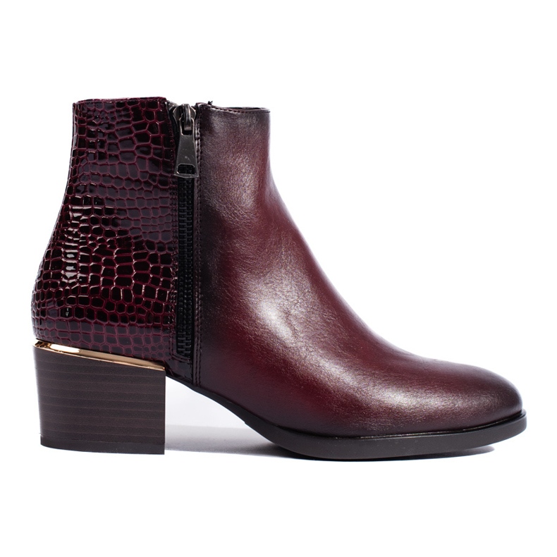 Botine cu toc burgundy de la Vinceza roșu