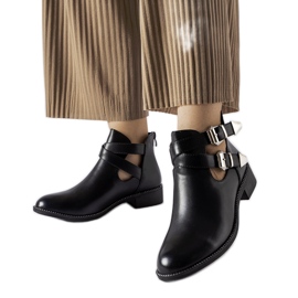 Ideal Shoes Botine deschise negre Y8157 Negru Ideal Shoes Botine deschise negre Y8157 Negru