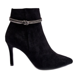 Vinceza Botine izolate din piele intoarsa cu toc inalt, Black Anslei negru