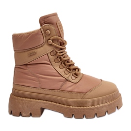 Botine izolate Trappers de damă pe platformă și toc plat Big Star MM274340 bej
