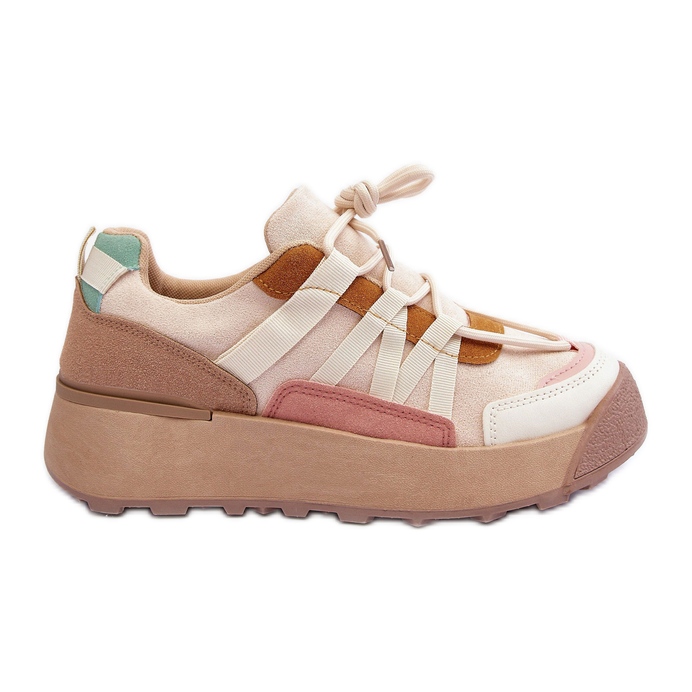 PS1 Pantofi sport de damă din piele intoarsa pe platforma bej Rohan