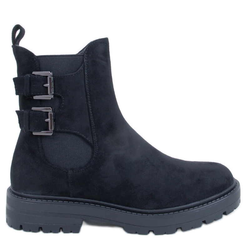 Lanier Botine negre din piele intoarsa negru