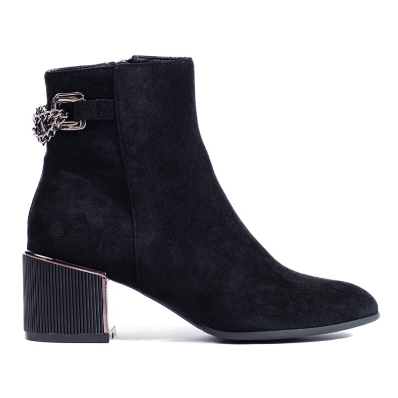 Botine de dama din piele intoarsa neagra cu toc elegant Shelovet negru