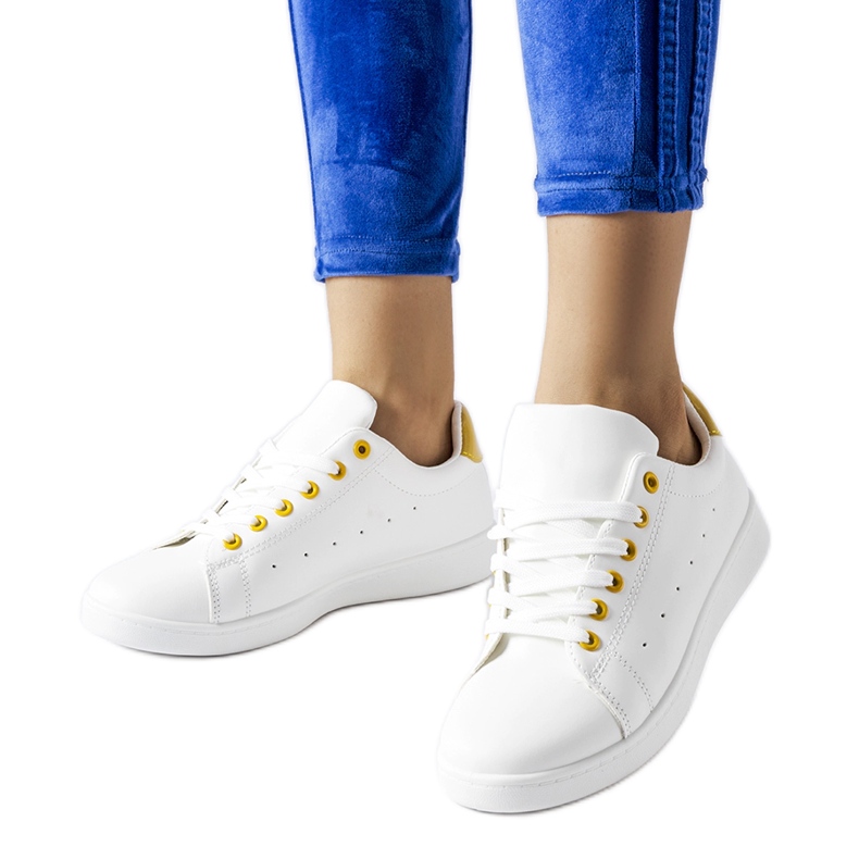 Adidasi Bushnell albi cu accente galbene