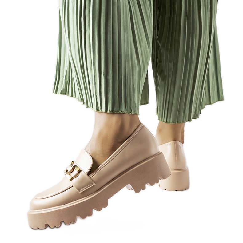 Inna Mocasini de dama bej decorati cu catarama Piazzo