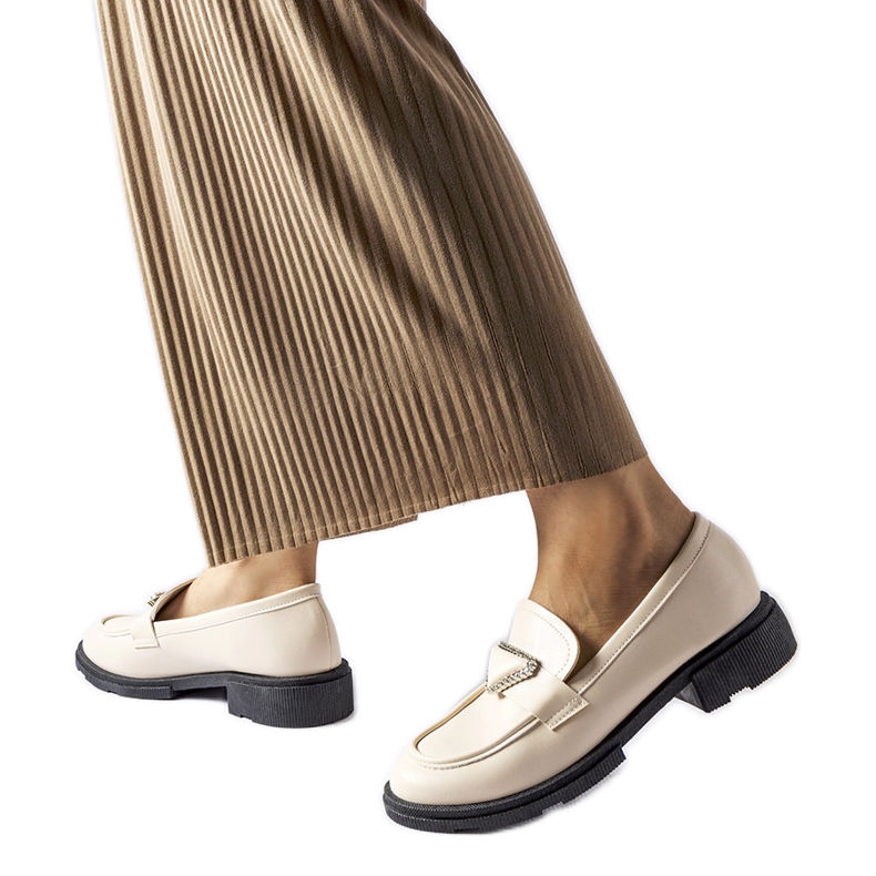 Mocasini bej decorati cu strasuri Marsilius