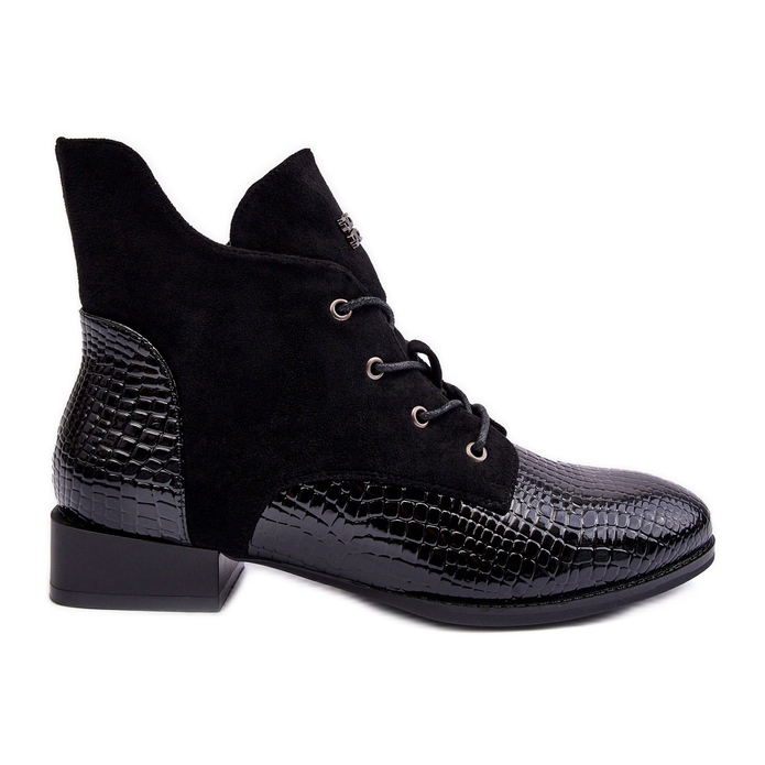 Vinceza Pantofi Plati din Piele cu Motiv Animal Tianeta Neagra negru