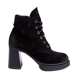 Botine negre Lemar Flomes din piele intoarsa cu siret negru Botine negre Lemar Flomes din piele intoarsa cu siret negru