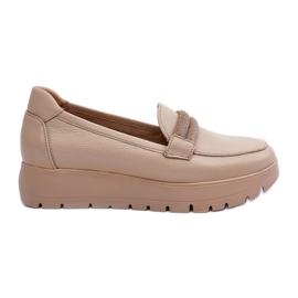 Pantofi Platforma Piele Cu Decorat, Bej Deschis Lemar Lehira