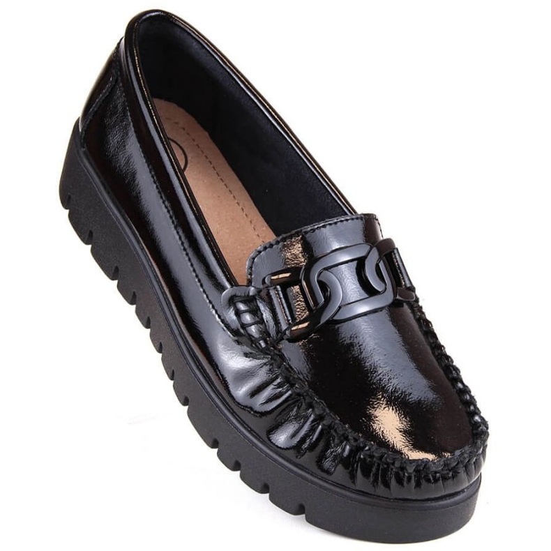 Vinceza Mocasini cu platforma Filippo W PAW314D din piele lacuita, negri negru