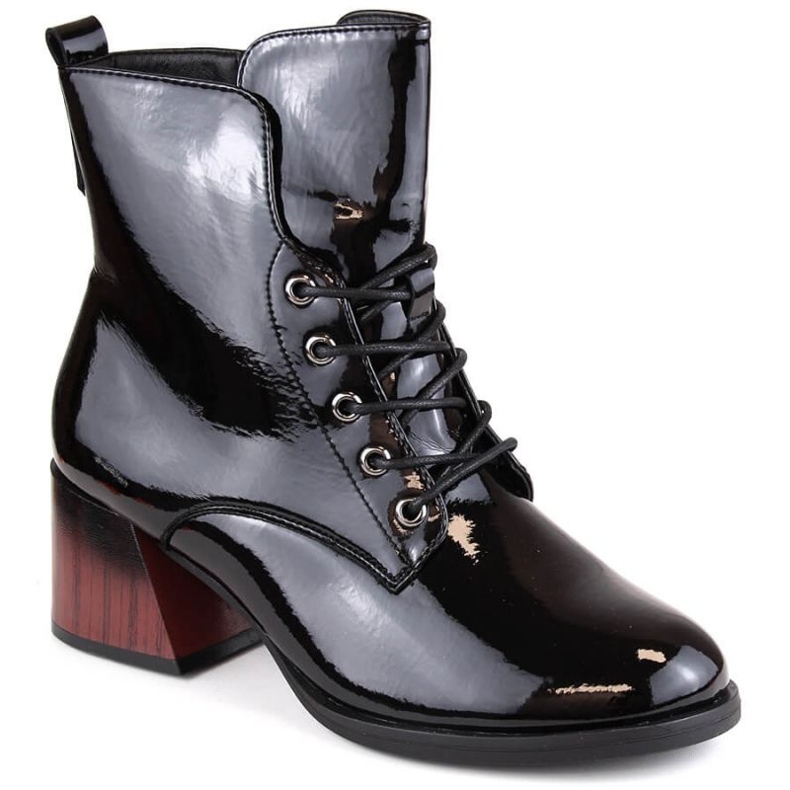 Botine termopan cu toc inalt patentat Vinceza W JAN242A, negre negru