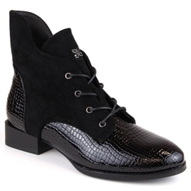Botine izolate cu toc plat Vinceza W JAN246A, negre negru