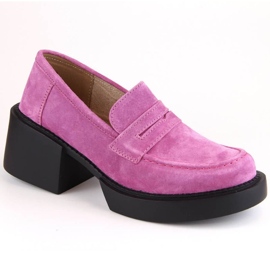Mocasini cu toc din piele intoarsa Filippo W PAW403C fucsia roz